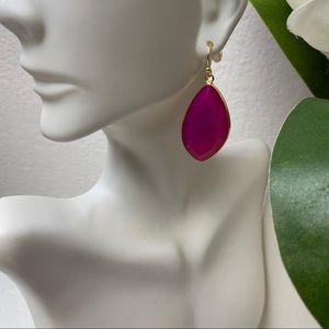 Panacea Gold-Tone & Maroon Oval Drop Earrings